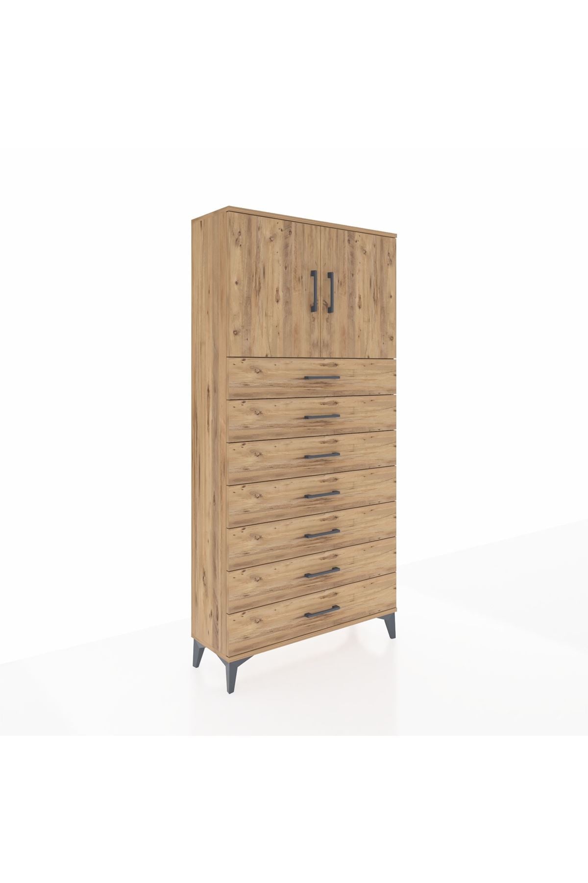 Arges Dolap 2 Raflı 7 Çekmeceli 2 Kapaklı 88x30x182 - S24M002V9A