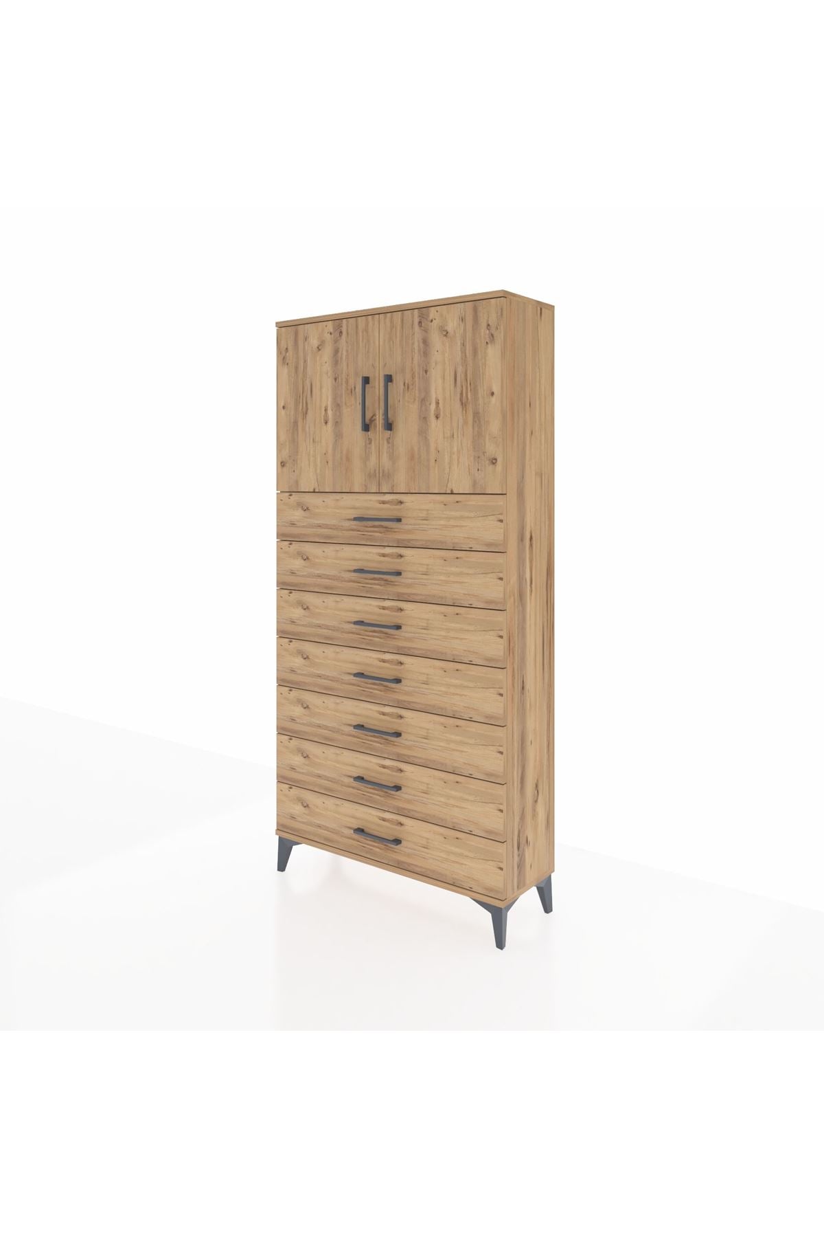 Arges Dolap 2 Raflı 7 Çekmeceli 2 Kapaklı 88x30x182 - S24M002V9A