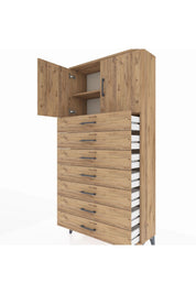 Arges Dolap 2 Raflı 7 Çekmeceli 2 Kapaklı 88x30x182 - S24M002V9A