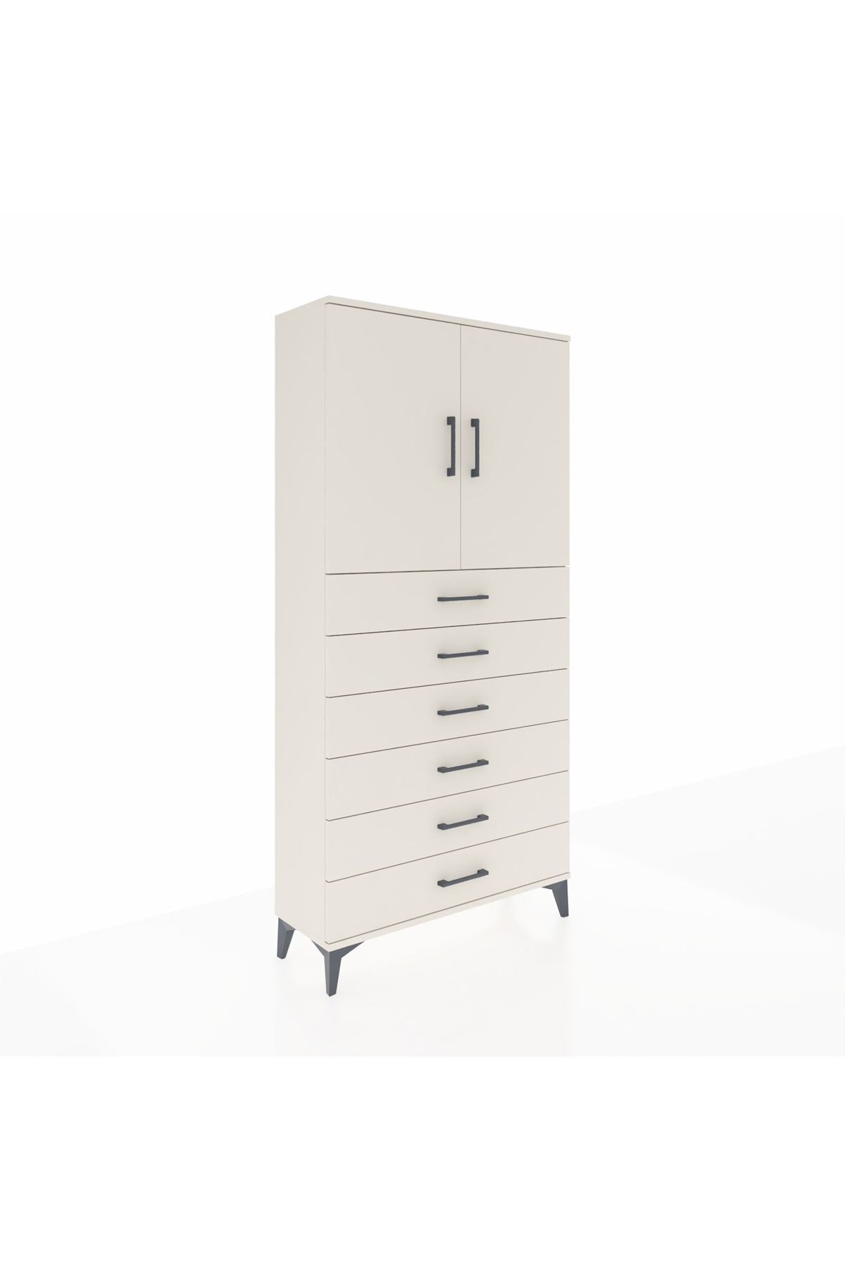 Arges Dolap 2 Raflı 6 Çekmeceli 2 Kapaklı 88x30x182 - S24M003V1A
