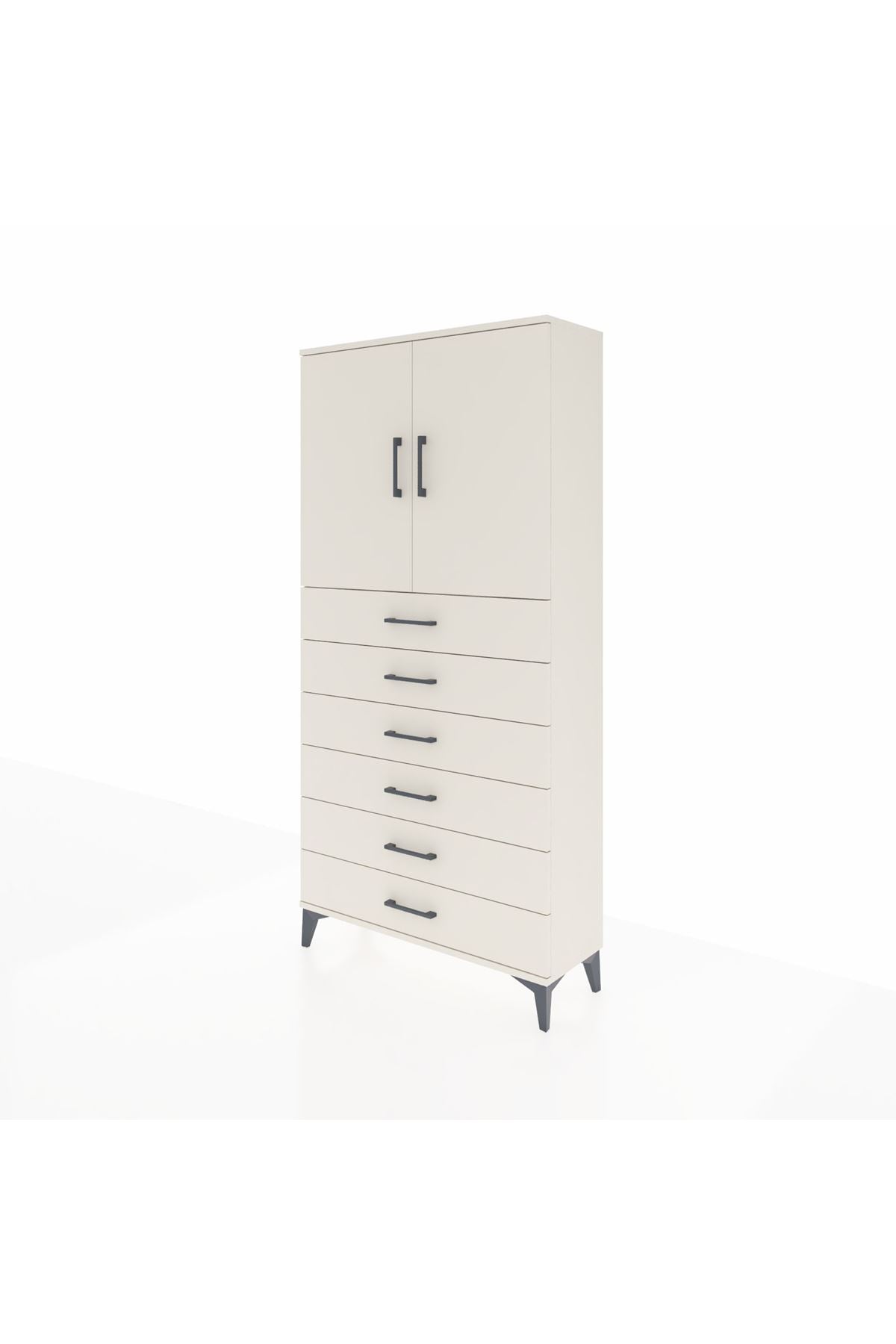 Arges Dolap 2 Raflı 6 Çekmeceli 2 Kapaklı 88x30x182 - S24M003V1A