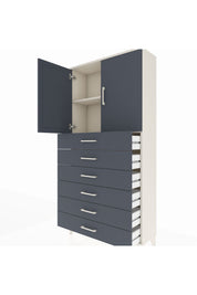 Arges Dolap 2 Raflı 6 Çekmeceli 2 Kapaklı 88x30x182 - S24M003V2A