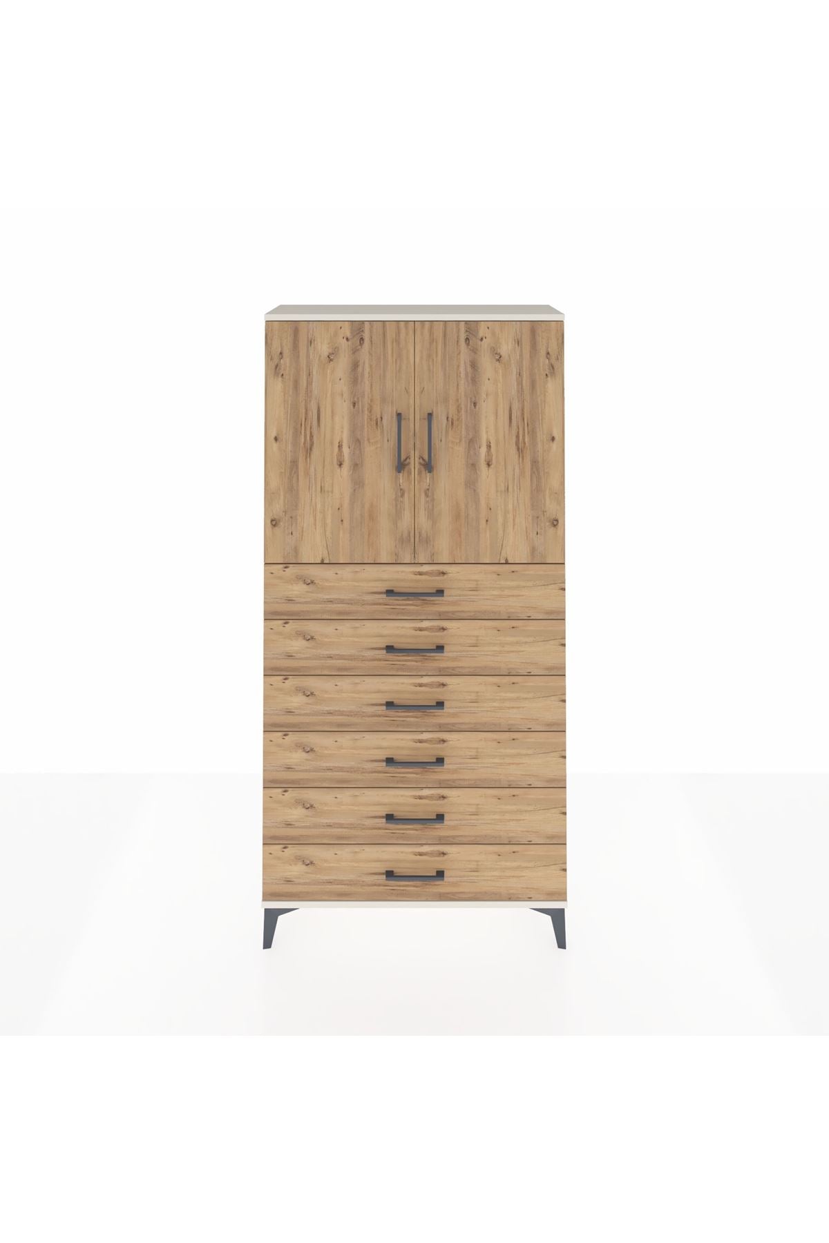 Arges Dolap 2 Raflı 6 Çekmeceli 2 Kapaklı 88x30x182 - S24M003V3A