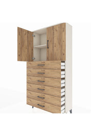 Arges Dolap 2 Raflı 6 Çekmeceli 2 Kapaklı 88x30x182 - S24M003V3A