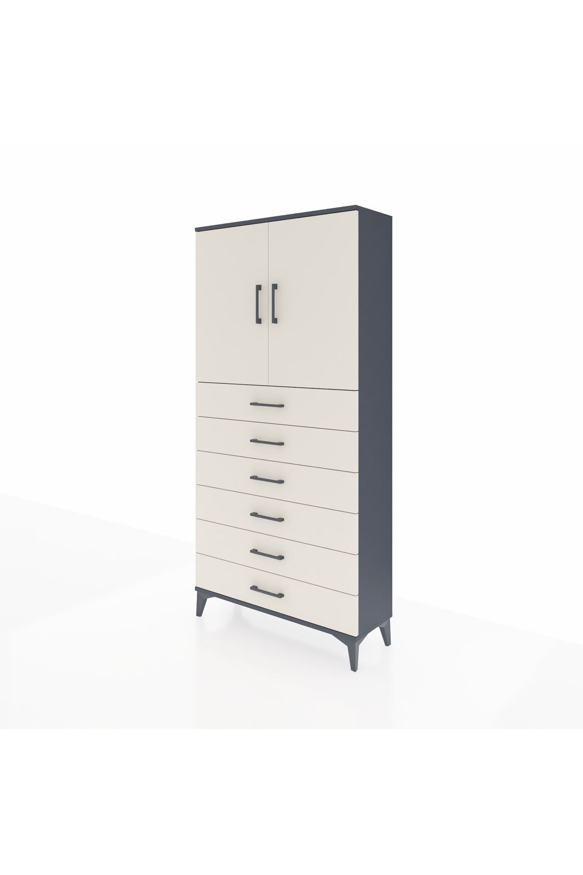 Arges Dolap 2 Raflı 6 Çekmeceli 2 Kapaklı 88x30x182 - S24M003V4A
