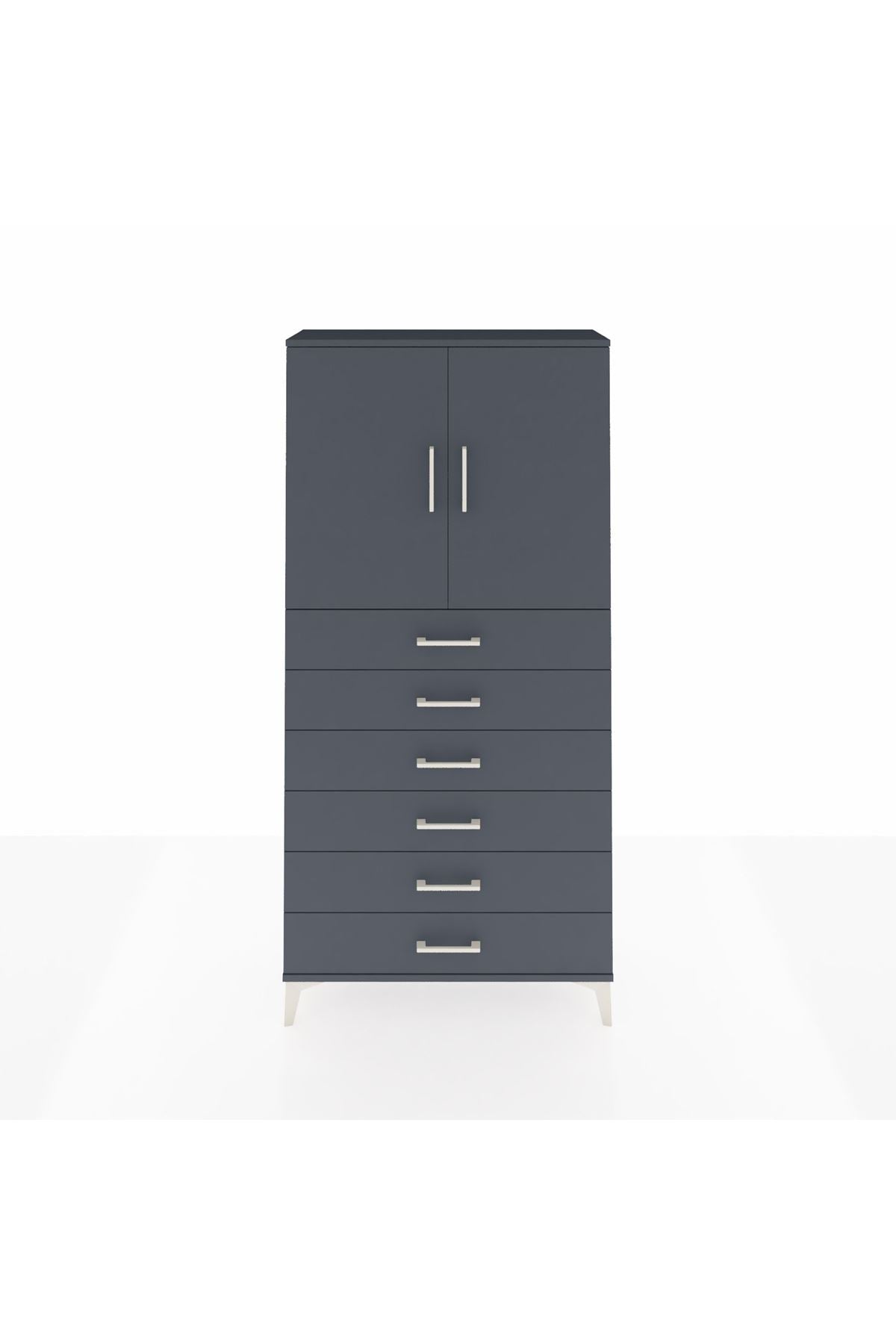 Arges Dolap 2 Raflı 6 Çekmeceli 2 Kapaklı 88x30x182 - S24M003V5A