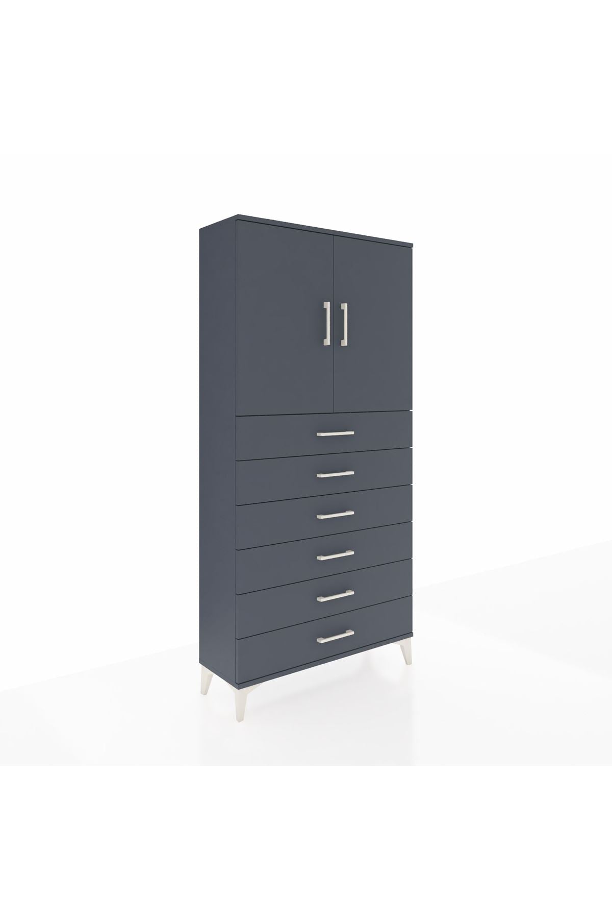 Arges Dolap 2 Raflı 6 Çekmeceli 2 Kapaklı 88x30x182 - S24M003V5A