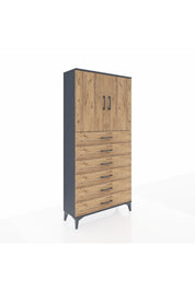 Arges Dolap 2 Raflı 6 Çekmeceli 2 Kapaklı 88x30x182 - S24M003V6A