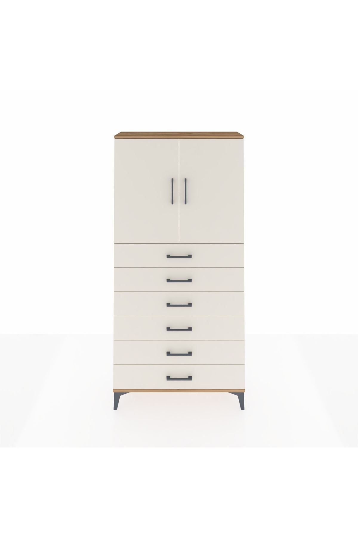 Arges Dolap 2 Raflı 6 Çekmeceli 2 Kapaklı 88x30x182 - S24M003V7A