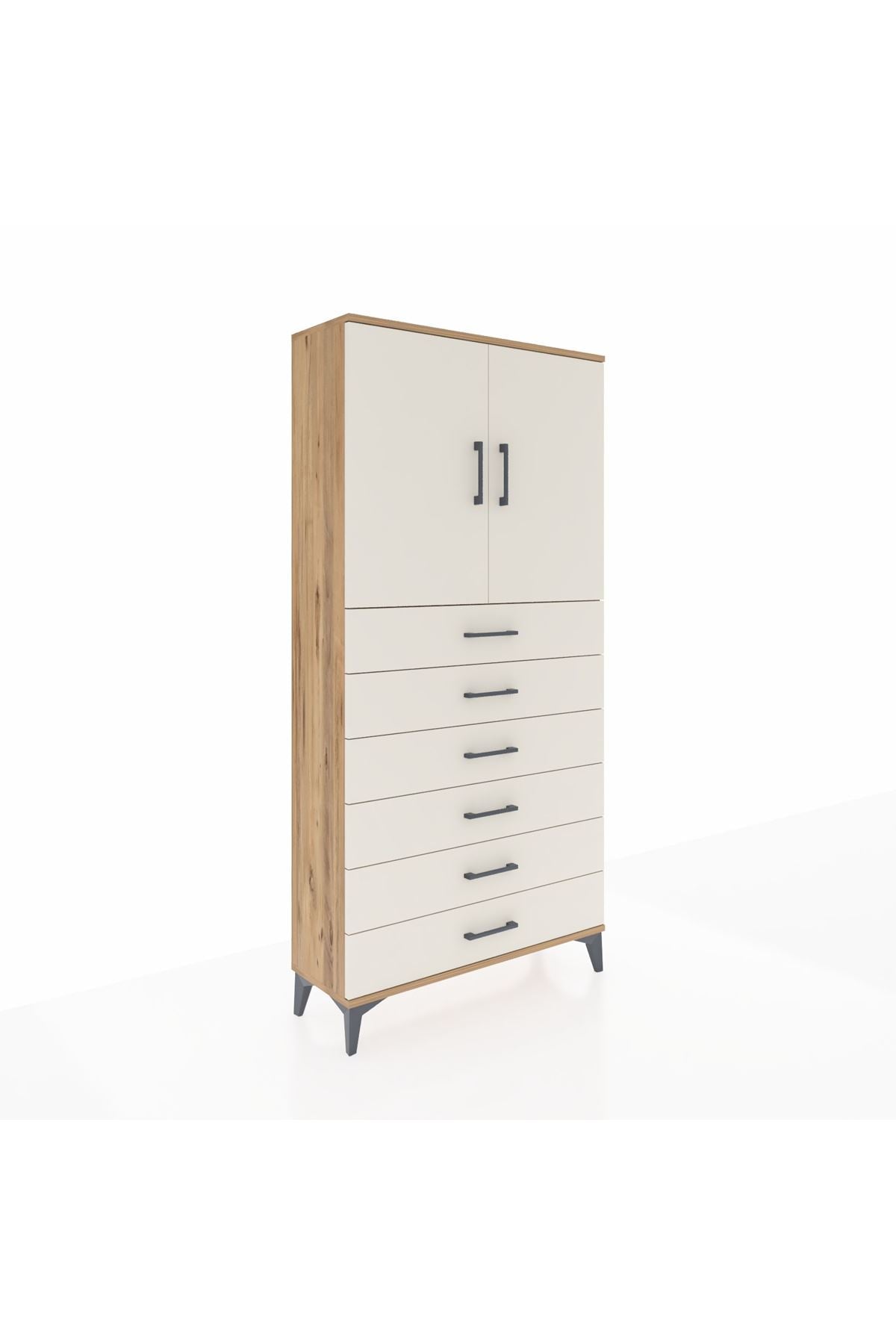 Arges Dolap 2 Raflı 6 Çekmeceli 2 Kapaklı 88x30x182 - S24M003V7A