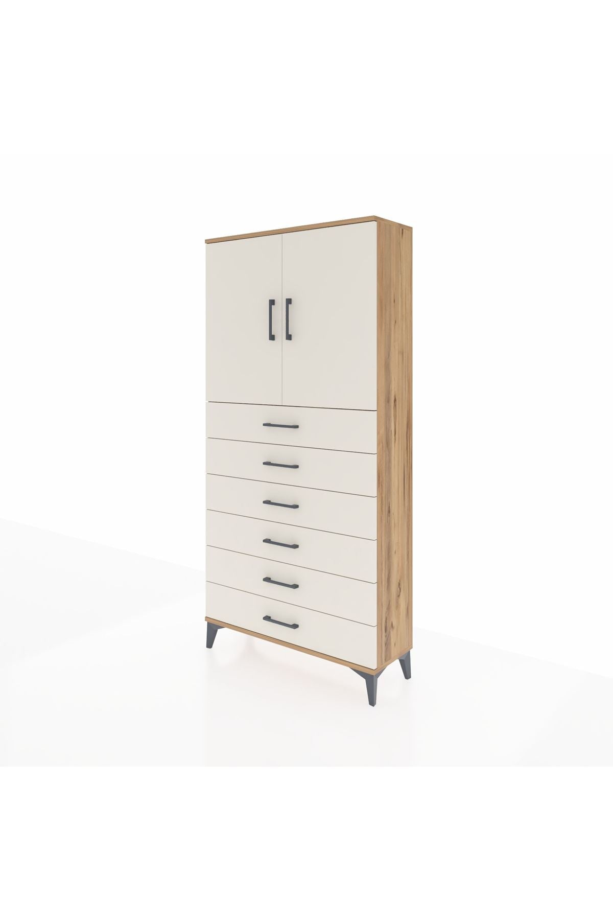 Arges Dolap 2 Raflı 6 Çekmeceli 2 Kapaklı 88x30x182 - S24M003V7A