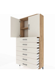 Arges Dolap 2 Raflı 6 Çekmeceli 2 Kapaklı 88x30x182 - S24M003V7A