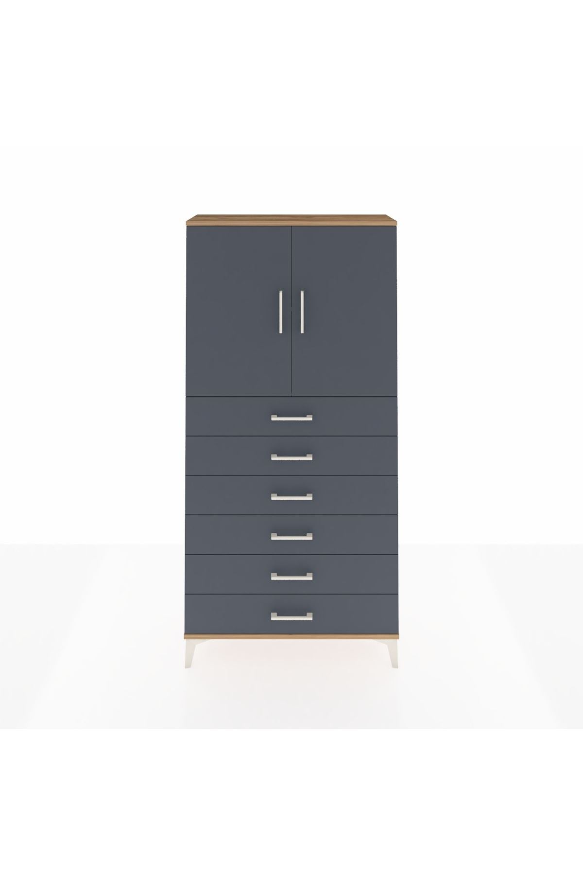 Arges Dolap 2 Raflı 6 Çekmeceli 2 Kapaklı 88x30x182 - S24M003V8A
