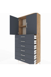 Arges Dolap 2 Raflı 6 Çekmeceli 2 Kapaklı 88x30x182 - S24M003V8A