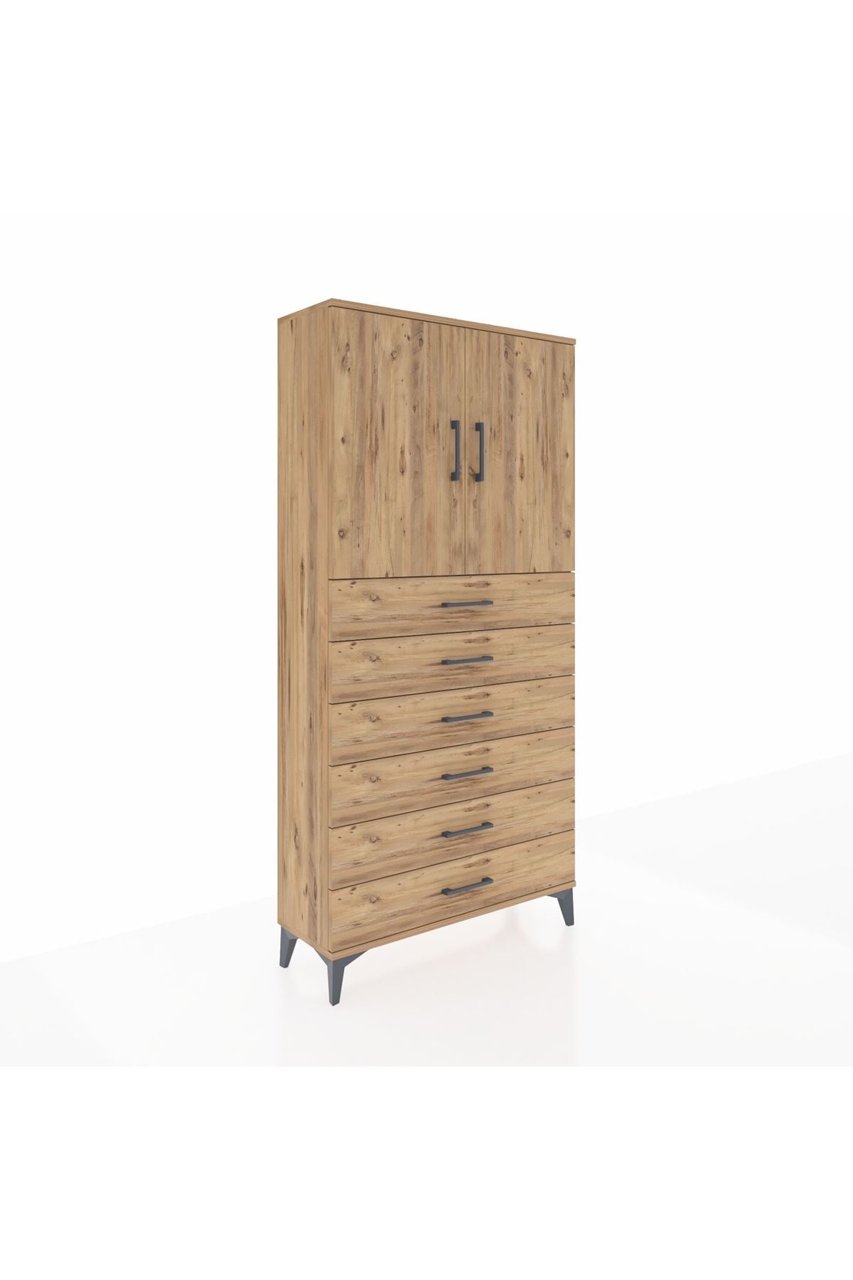 Arges Dolap 2 Raflı 6 Çekmeceli 2 Kapaklı 88x30x182 - S24M003V9A