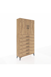 Arges Dolap 2 Raflı 6 Çekmeceli 2 Kapaklı 88x30x182 - S24M003V9A
