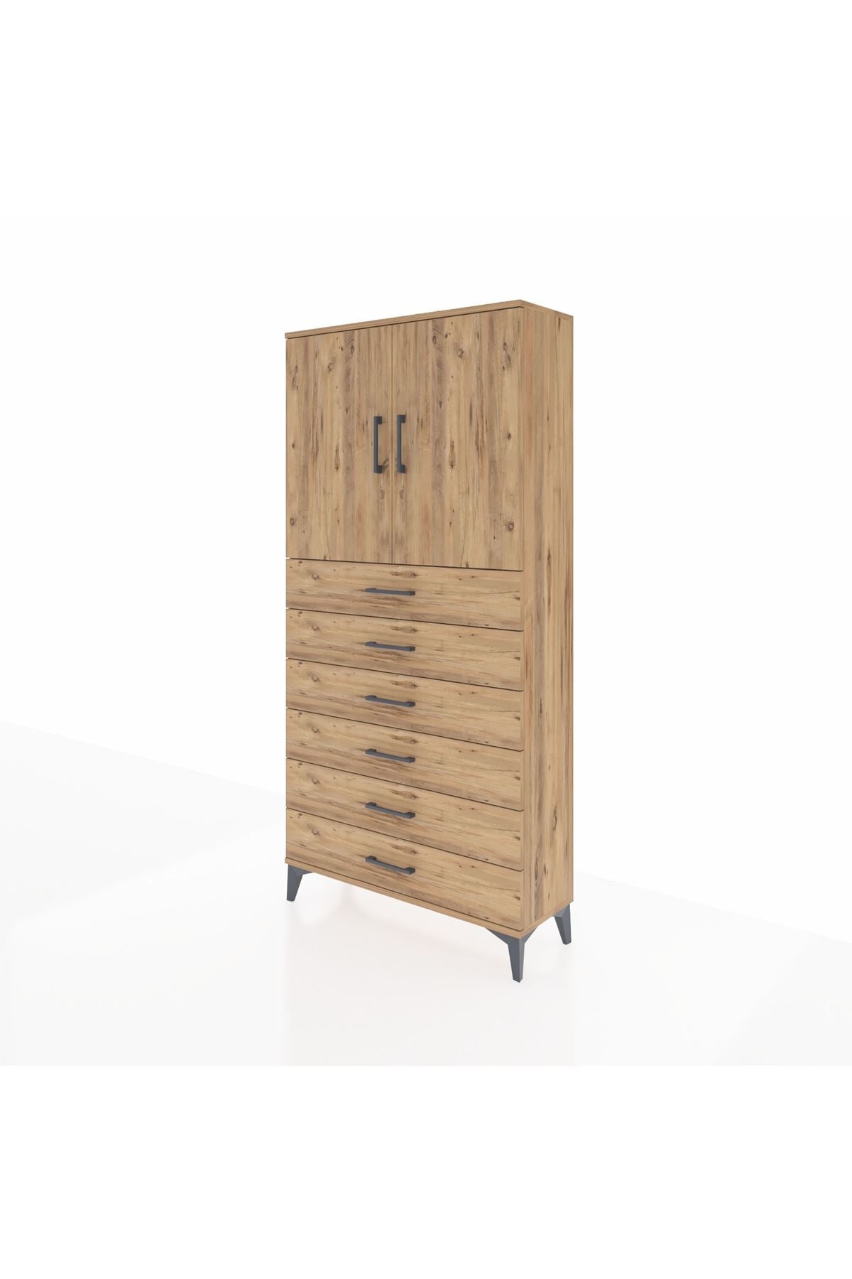 Arges Dolap 2 Raflı 6 Çekmeceli 2 Kapaklı 88x30x182 - S24M003V9A