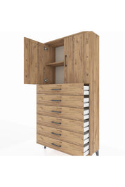 Arges Dolap 2 Raflı 6 Çekmeceli 2 Kapaklı 88x30x182 - S24M003V9A