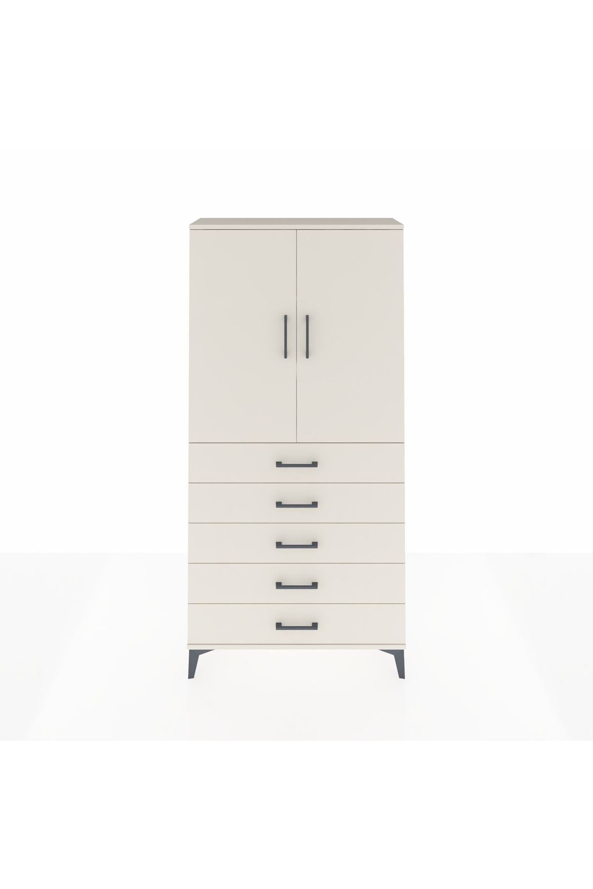 Arges Dolap 3 Raflı 5 Çekmeceli 2 Kapaklı 88x30x182 - S24M004V1A