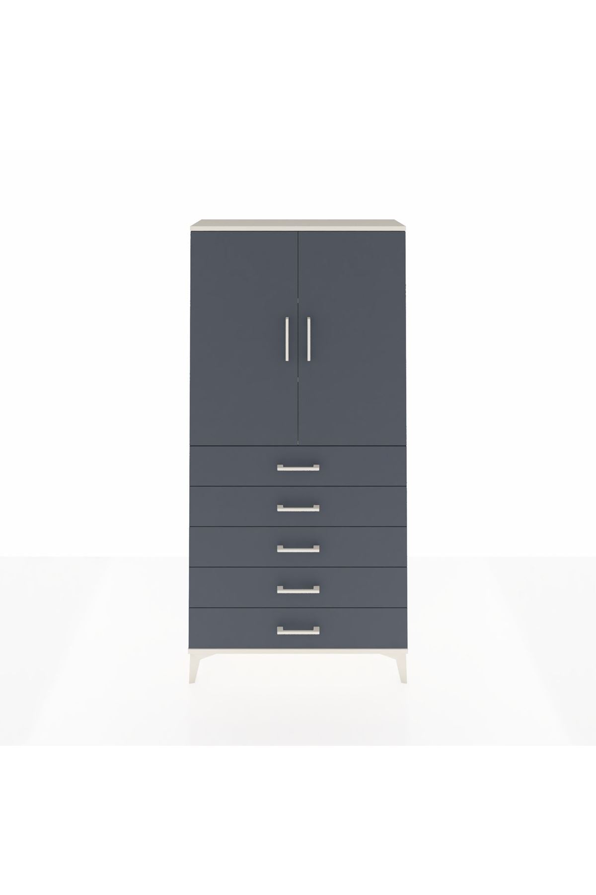 Arges Dolap 3 Raflı 5 Çekmeceli 2 Kapaklı 88x30x182 - S24M004V2A