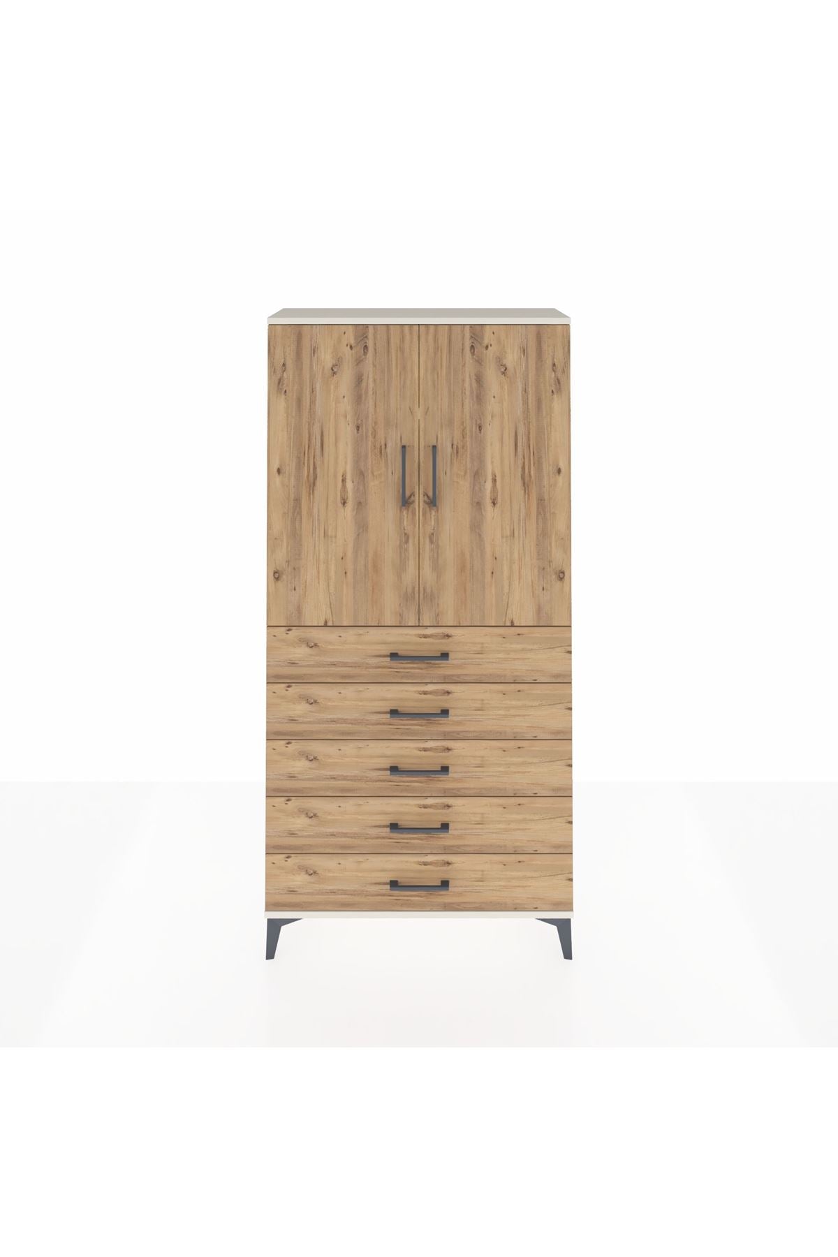 Arges Dolap 3 Raflı 5 Çekmeceli 2 Kapaklı 88x30x182 - S24M004V3A