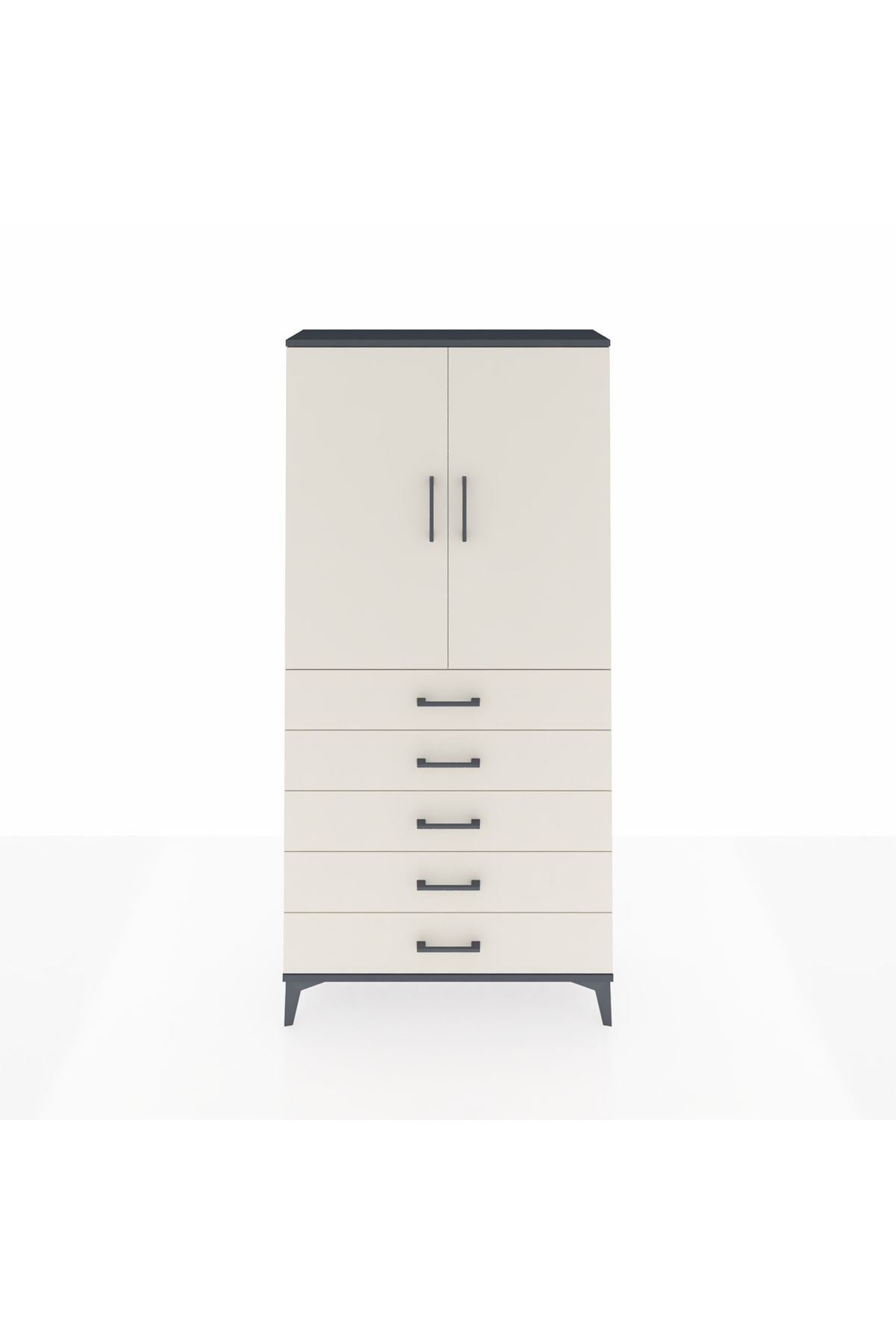 Arges Dolap 3 Raflı 5 Çekmeceli 2 Kapaklı 88x30x182 - S24M004V4A