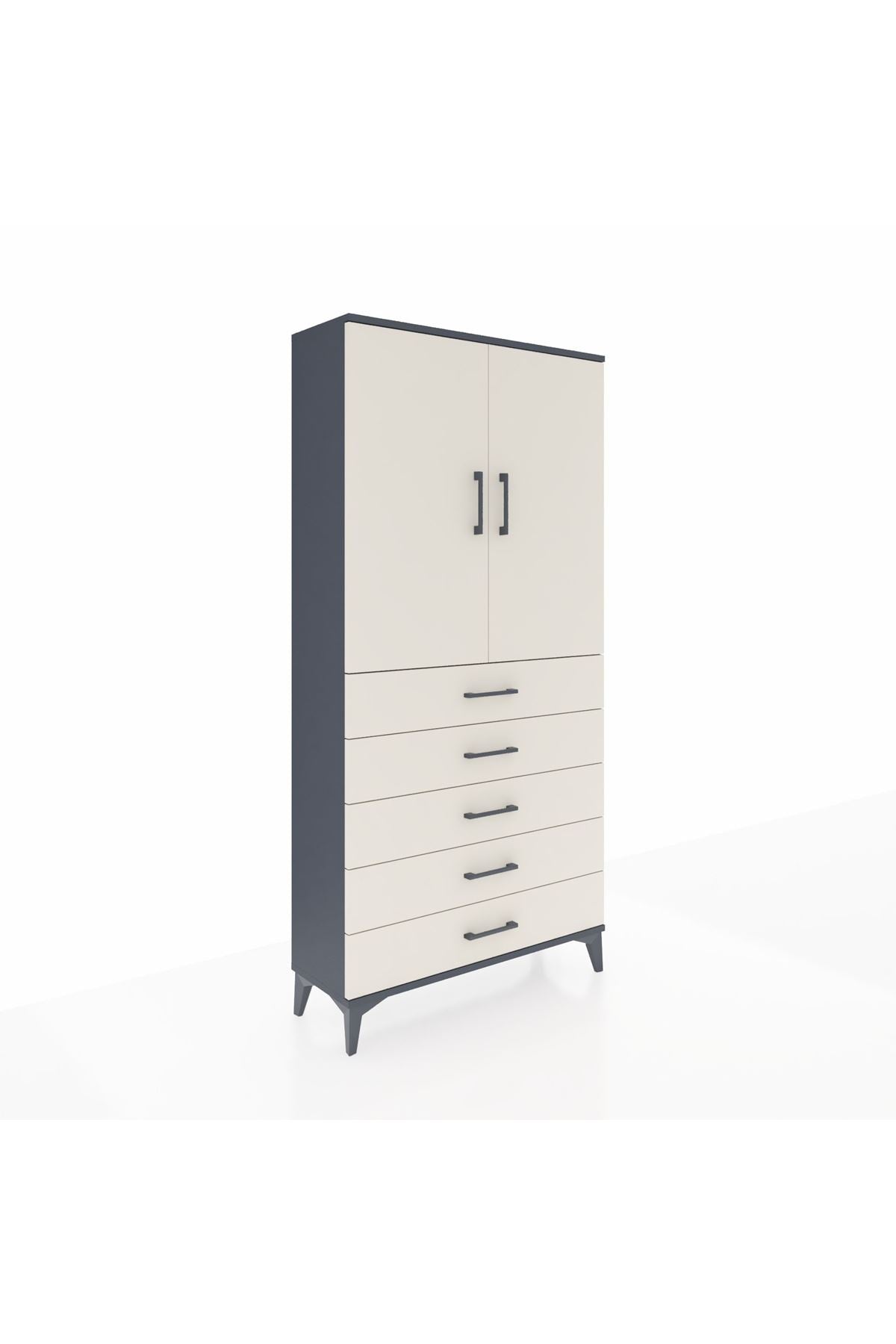 Arges Dolap 3 Raflı 5 Çekmeceli 2 Kapaklı 88x30x182 - S24M004V4A