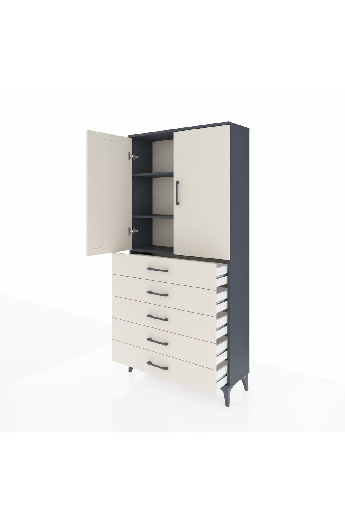 Arges Dolap 3 Raflı 5 Çekmeceli 2 Kapaklı 88x30x182 - S24M004V4A