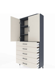 Arges Dolap 3 Raflı 5 Çekmeceli 2 Kapaklı 88x30x182 - S24M004V4A