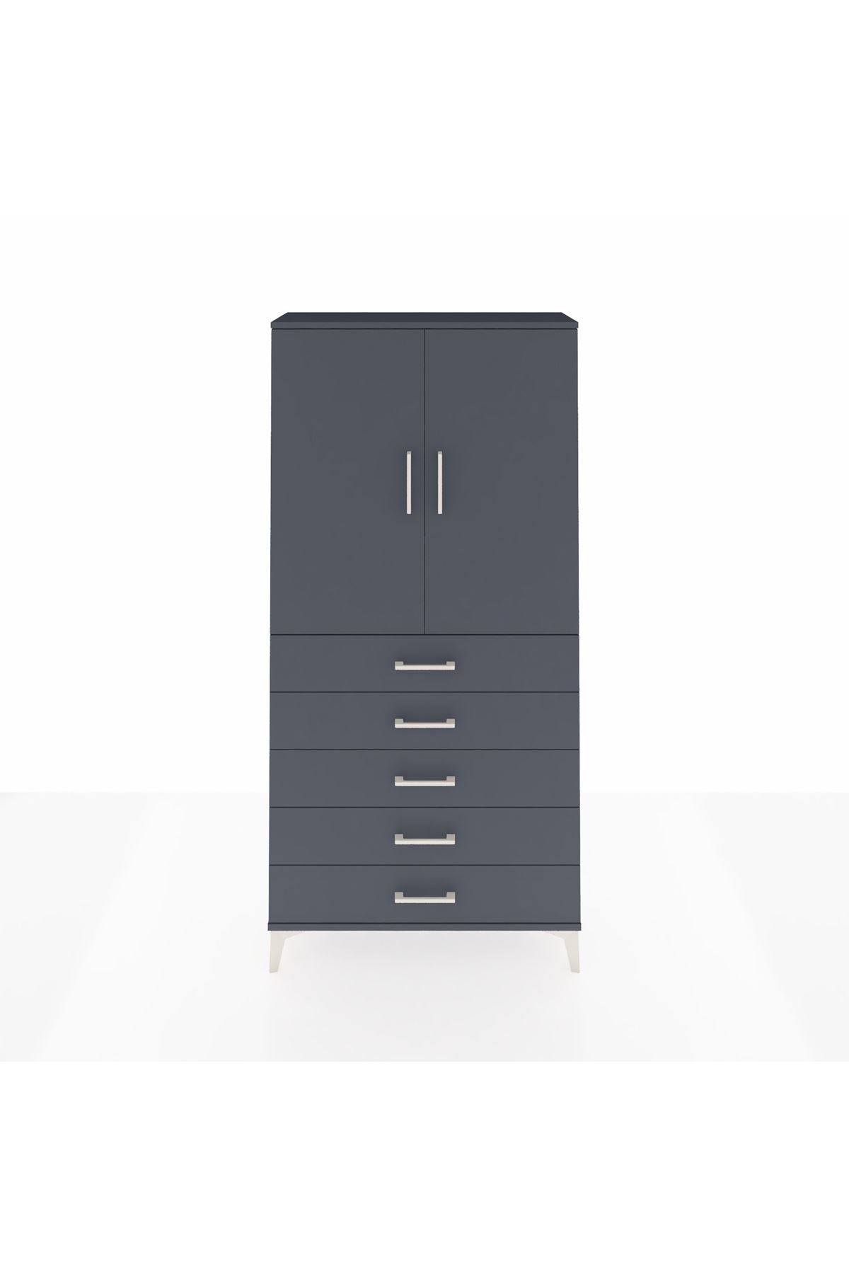 Arges Dolap 3 Raflı 5 Çekmeceli 2 Kapaklı 88x30x182 - S24M004V5A