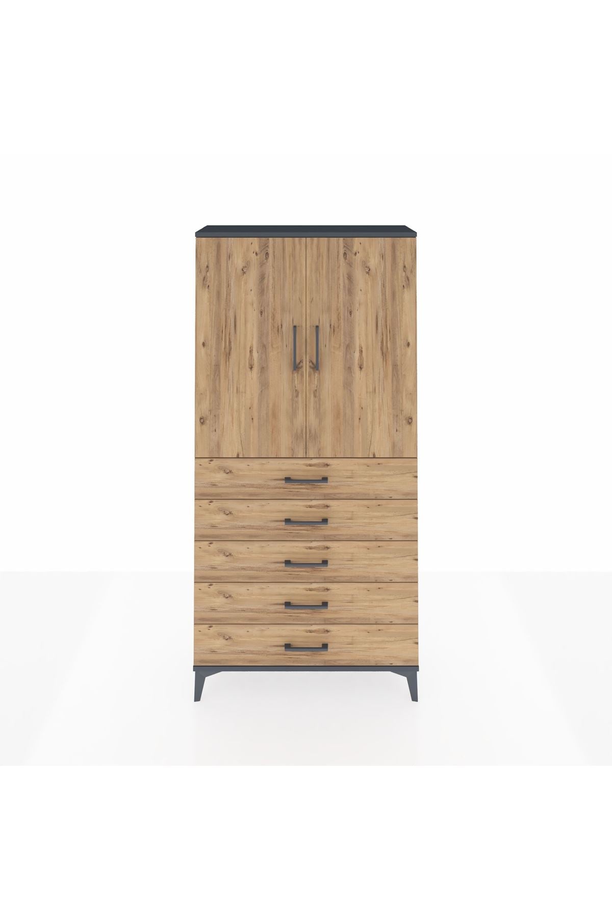 Arges Dolap 3 Raflı 5 Çekmeceli 2 Kapaklı 88x30x182 - S24M004V6A