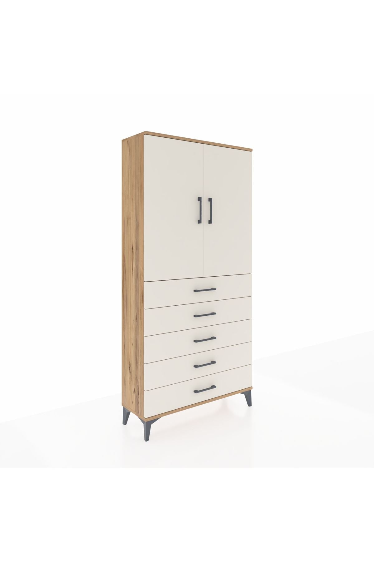Arges Dolap 3 Raflı 5 Çekmeceli 2 Kapaklı 88x30x182 - S24M004V7A
