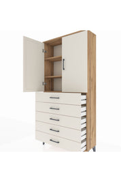 Arges Dolap 3 Raflı 5 Çekmeceli 2 Kapaklı 88x30x182 - S24M004V7A