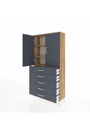 Arges Dolap 3 Raflı 5 Çekmeceli 2 Kapaklı 88x30x182 - S24M004V8A