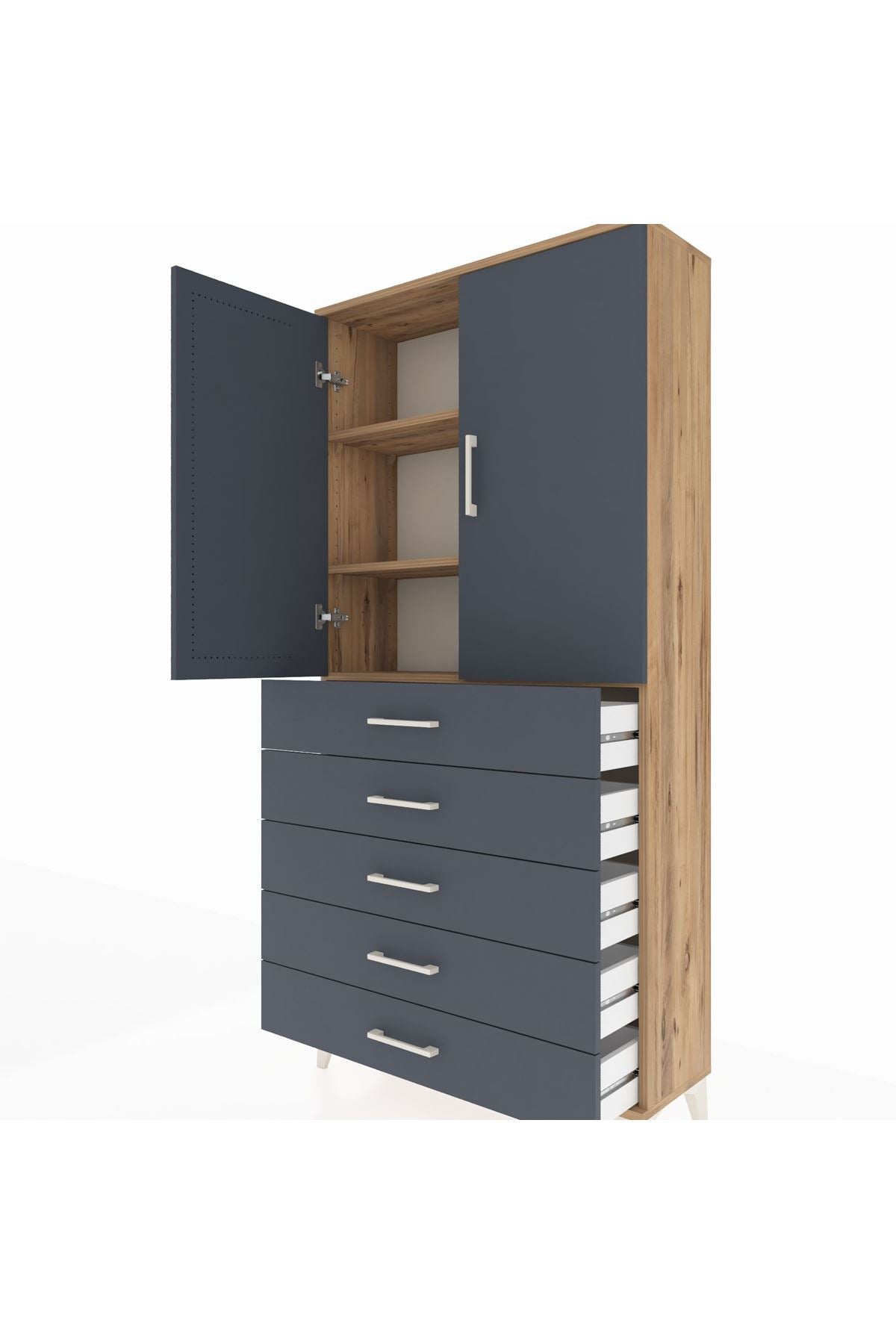 Arges Dolap 3 Raflı 5 Çekmeceli 2 Kapaklı 88x30x182 - S24M004V8A