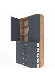 Arges Dolap 3 Raflı 5 Çekmeceli 2 Kapaklı 88x30x182 - S24M004V8A