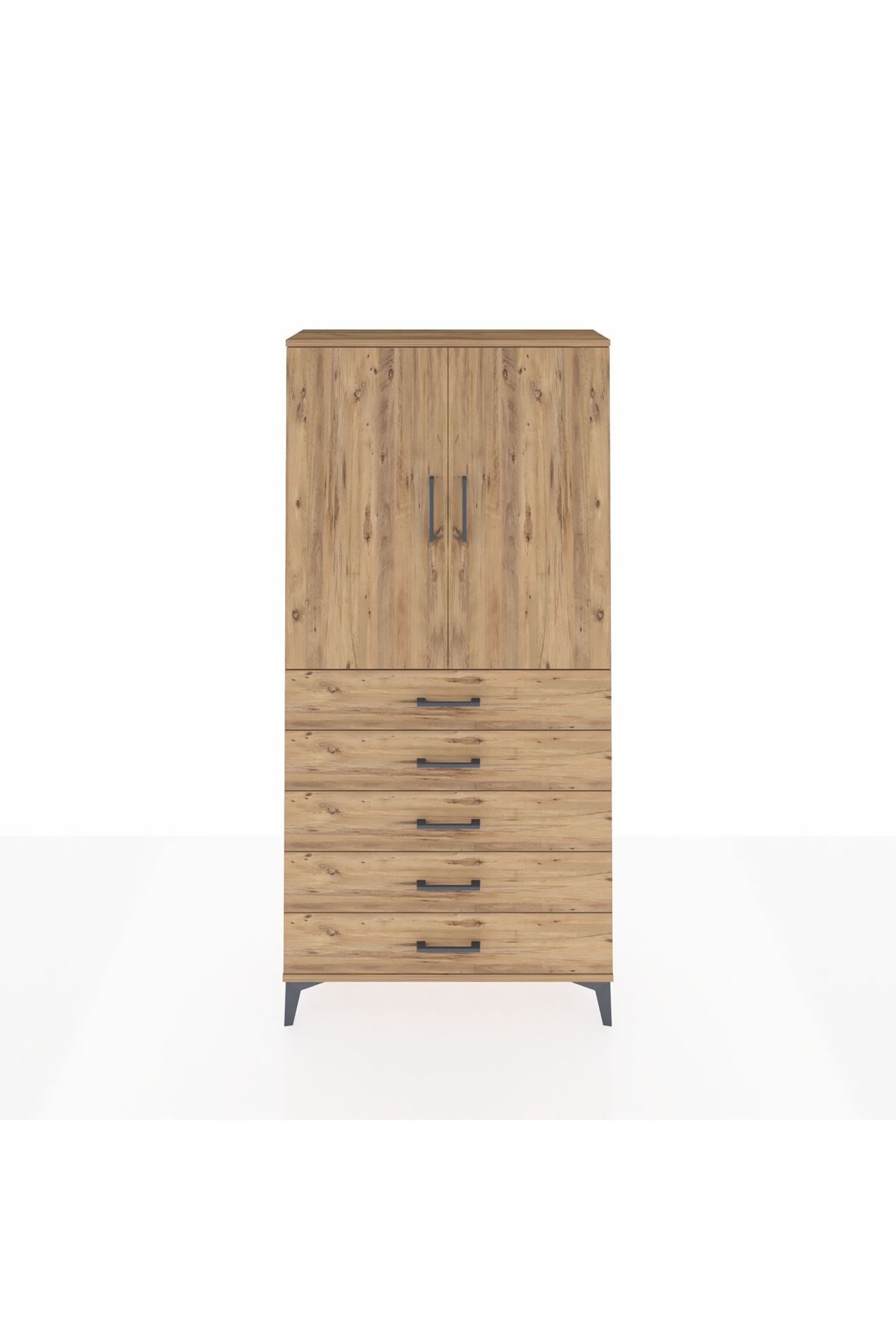 Arges Dolap 3 Raflı 5 Çekmeceli 2 Kapaklı 88x30x182 - S24M004V9A
