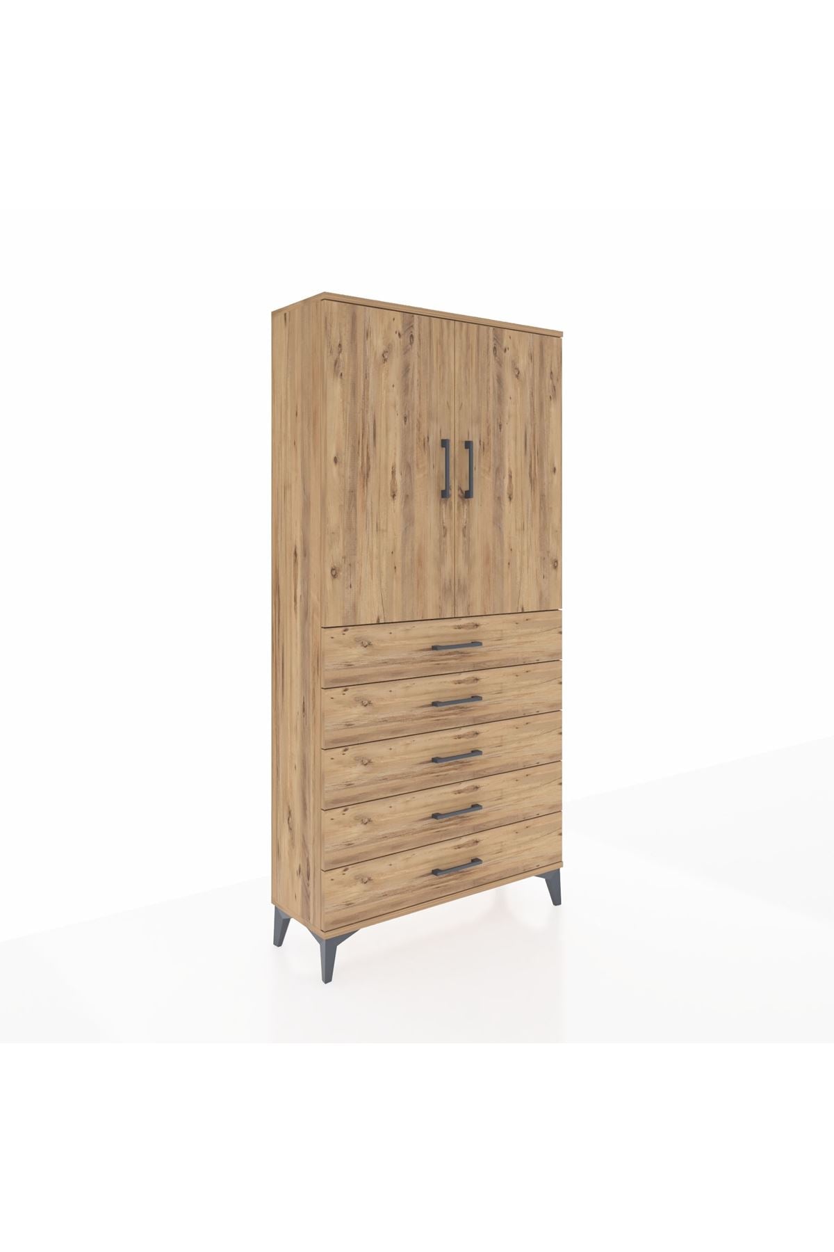 Arges Dolap 3 Raflı 5 Çekmeceli 2 Kapaklı 88x30x182 - S24M004V9A