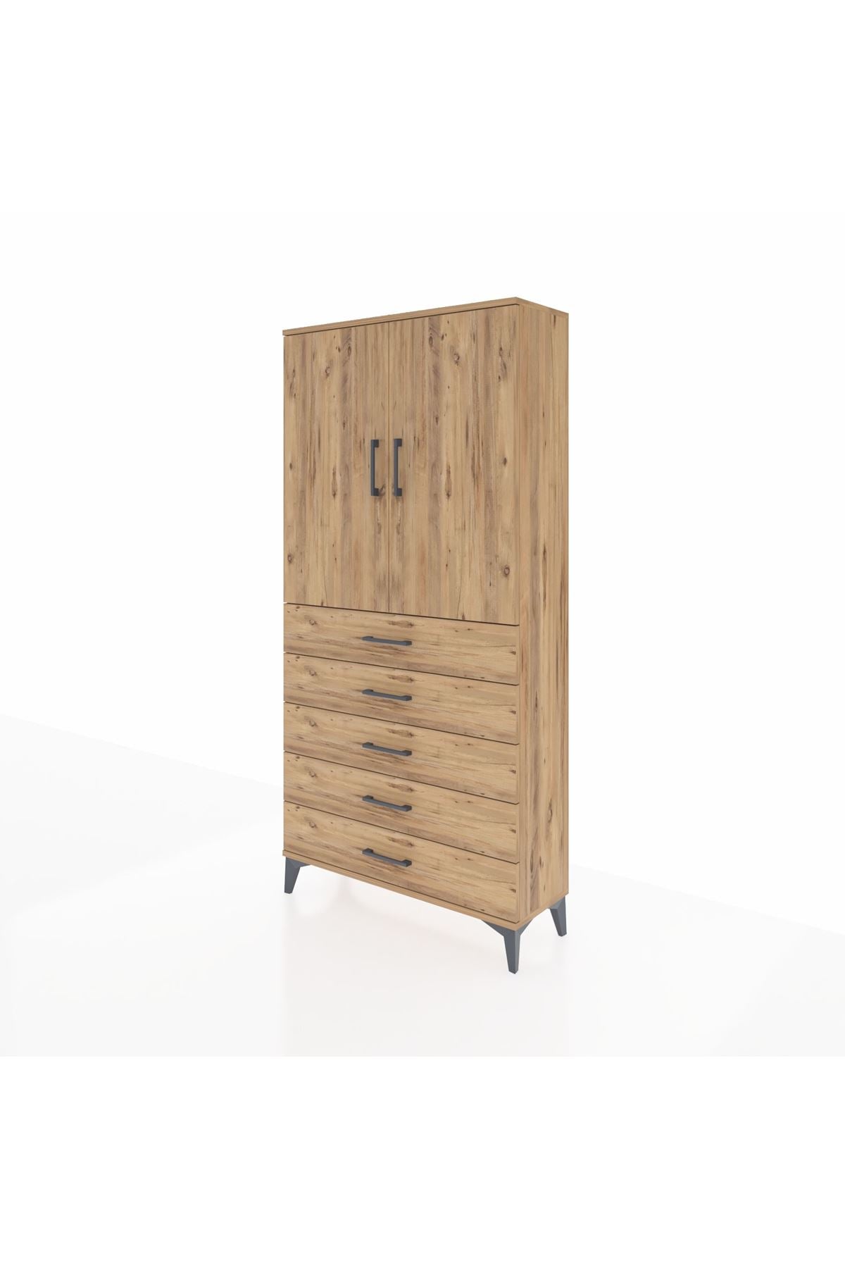 Arges Dolap 3 Raflı 5 Çekmeceli 2 Kapaklı 88x30x182 - S24M004V9A
