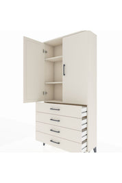 Arges Dolap 3 Raflı 4 Çekmeceli 2 Kapaklı 88x30x182 - S24M005V1A