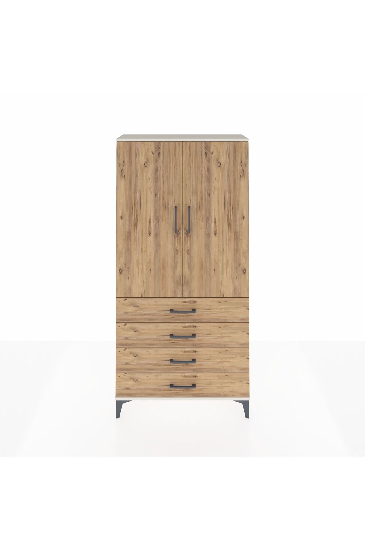 Arges Dolap 3 Raflı 4 Çekmeceli 2 Kapaklı 88x30x182 - S24M005V3A