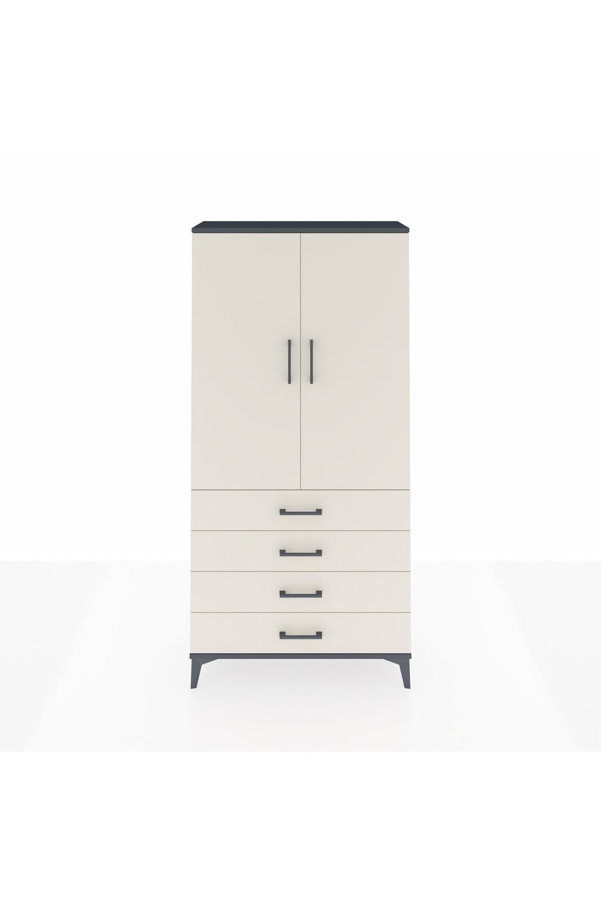 Arges Dolap 3 Raflı 4 Çekmeceli 2 Kapaklı 88x30x182 - S24M005V4A