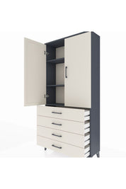 Arges Dolap 3 Raflı 4 Çekmeceli 2 Kapaklı 88x30x182 - S24M005V4A