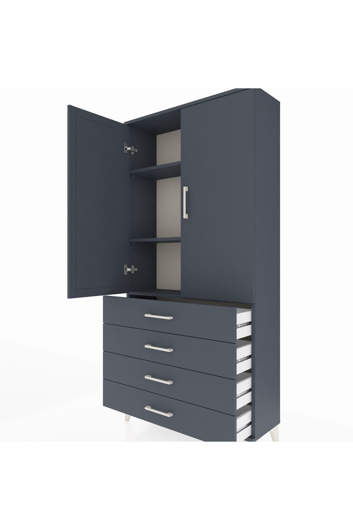 Arges Dolap 3 Raflı 4 Çekmeceli 2 Kapaklı 88x30x182 - S24M005V5A