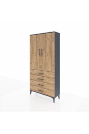 Arges Dolap 3 Raflı 4 Çekmeceli 2 Kapaklı 88x30x182 - S24M005V6A
