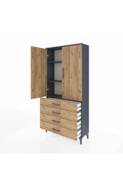 Arges Dolap 3 Raflı 4 Çekmeceli 2 Kapaklı 88x30x182 - S24M005V6A