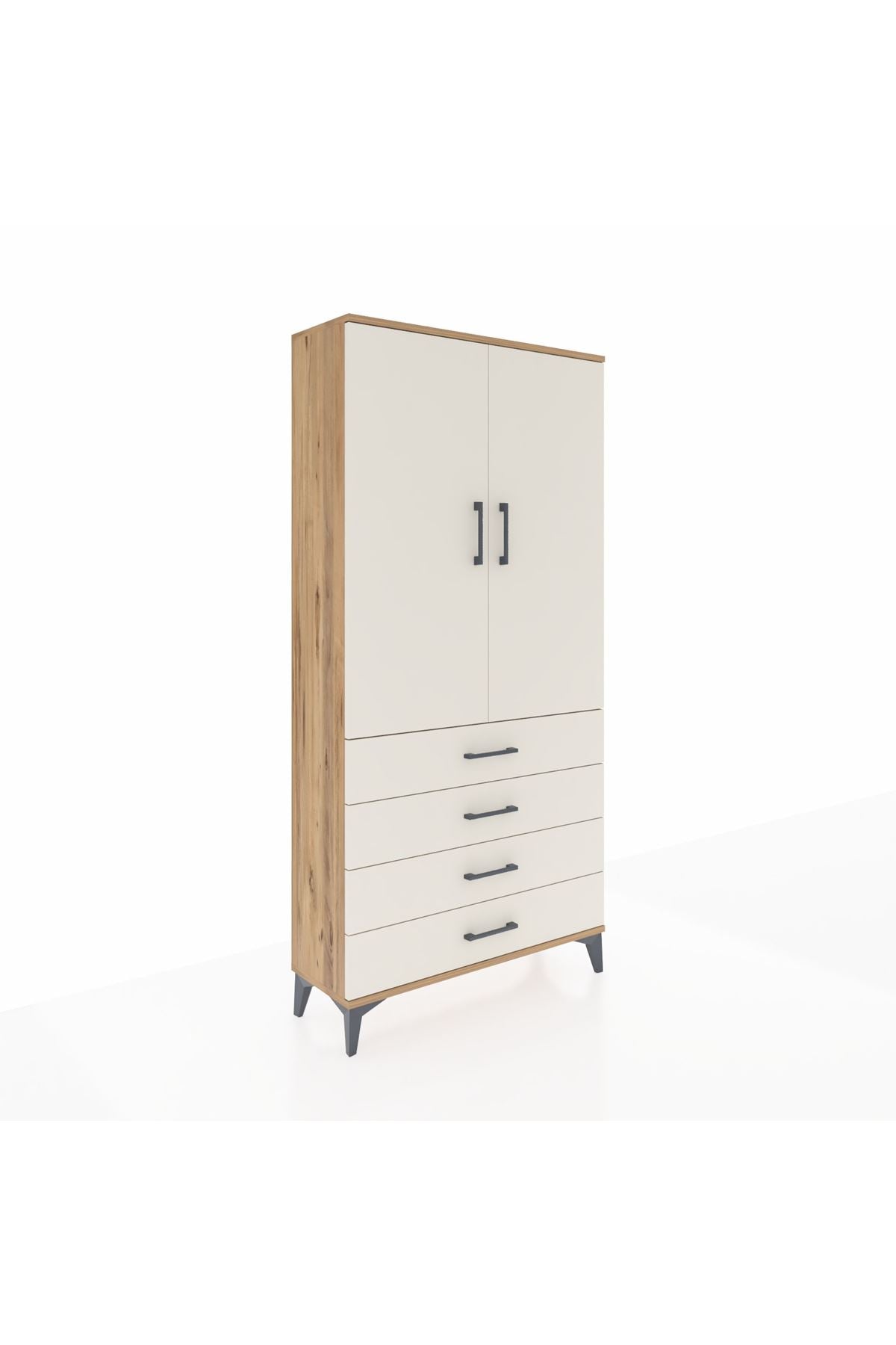 Arges Dolap 3 Raflı 4 Çekmeceli 2 Kapaklı 88x30x182 - S24M005V7A