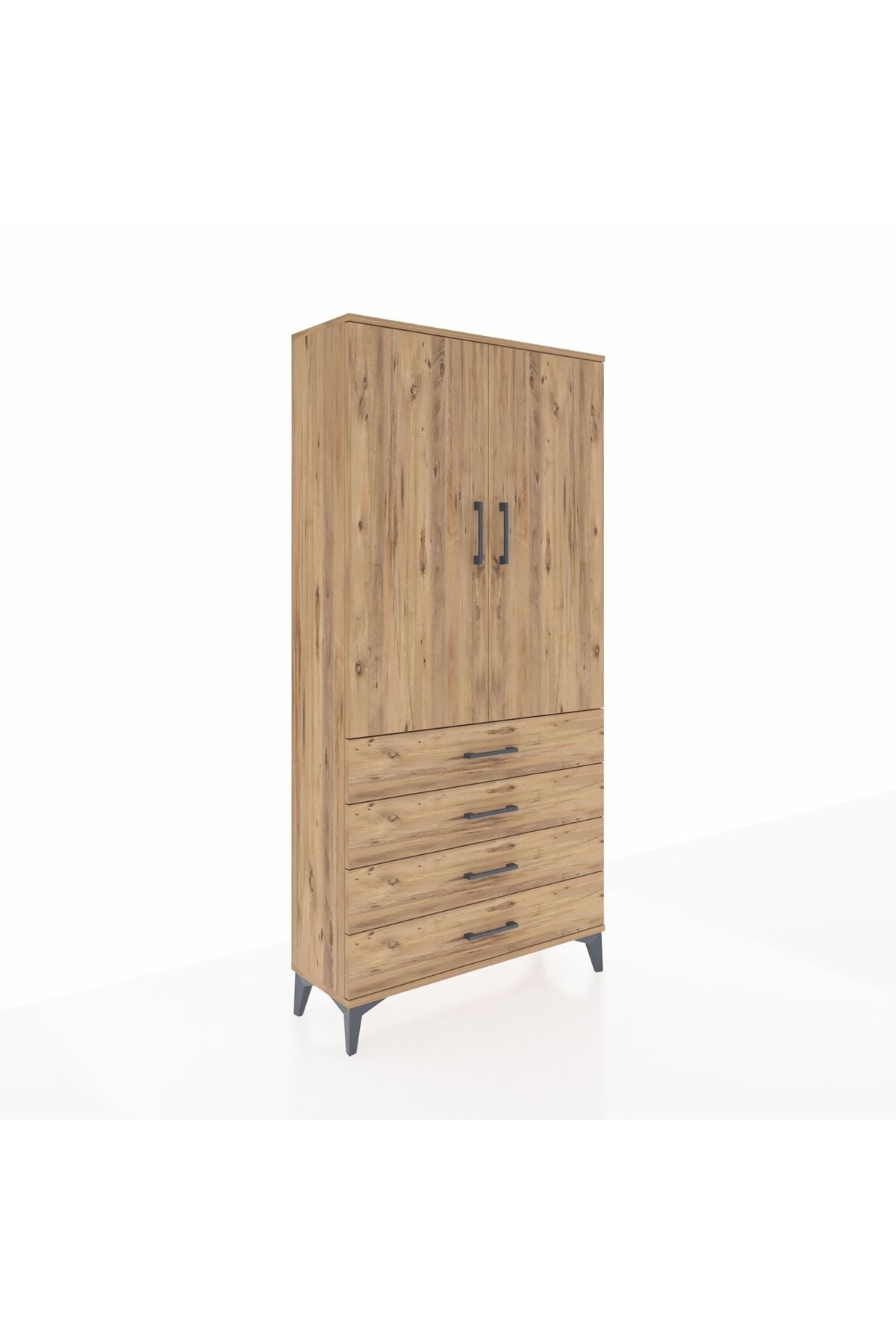 Arges Dolap 3 Raflı 4 Çekmeceli 2 Kapaklı 88x30x182 - S24M005V9A