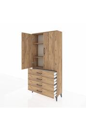 Arges Dolap 3 Raflı 4 Çekmeceli 2 Kapaklı 88x30x182 - S24M005V9A