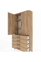 Arges Dolap 3 Raflı 4 Çekmeceli 2 Kapaklı 88x30x182 - S24M005V9A